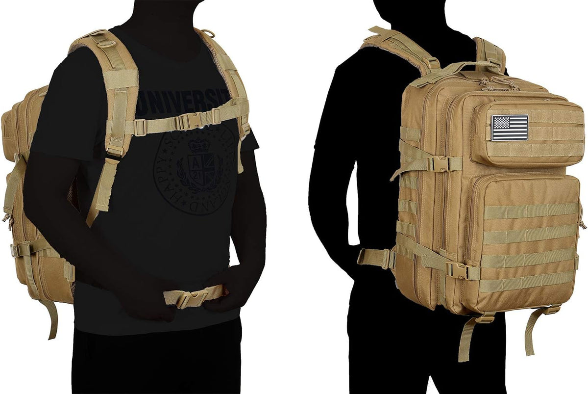 QT&QY Military Tactical Backpack - 45L Molle Army Assault Pack for Hiking & Trekking