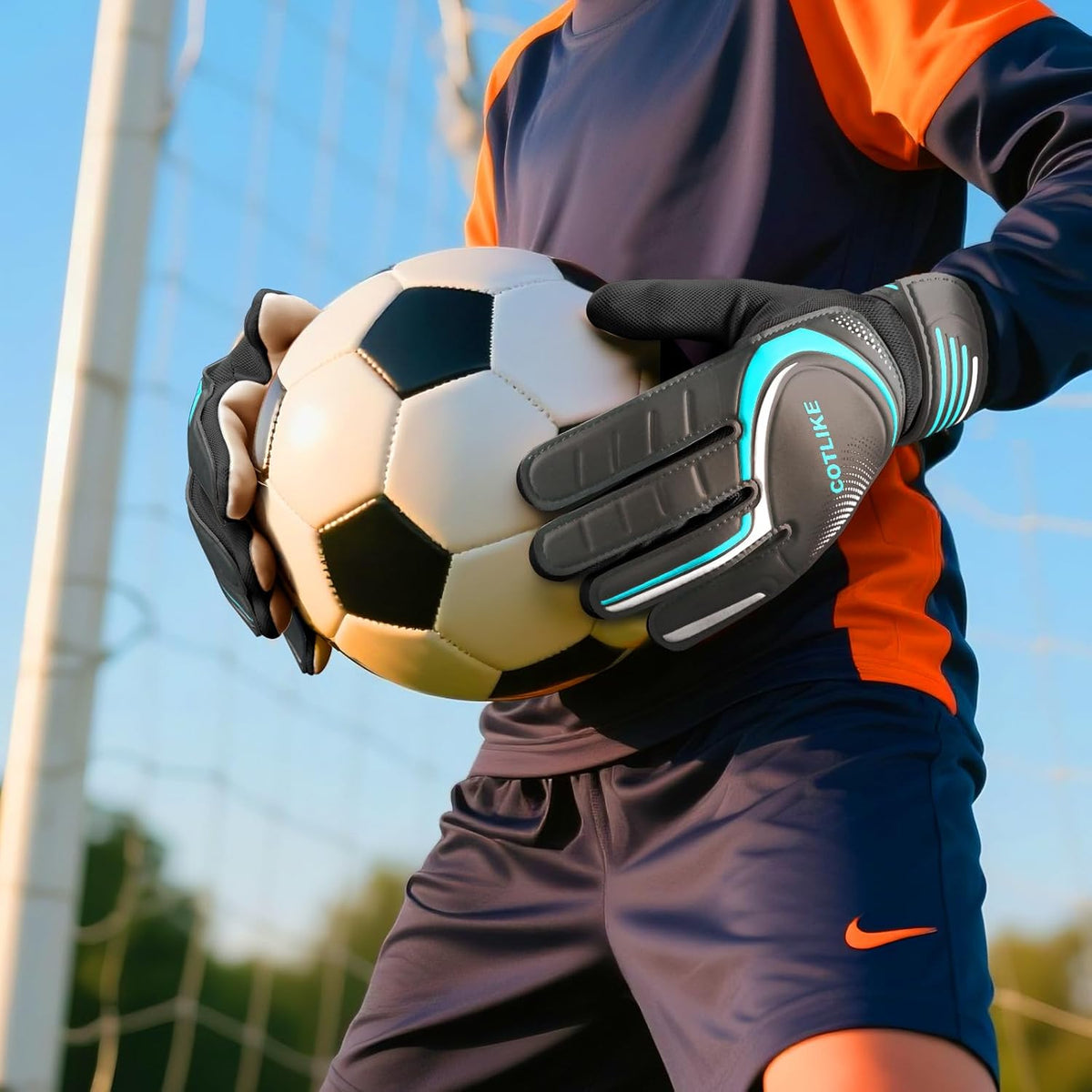 Skiennix Soccer Goalie Gloves - Youth Goalkeeper Gloves for Kids 8-12 | Strong Grip, 100% Latex, Breathable Design