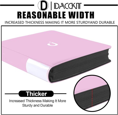 D DACCKIT Top Loader Binder - 12 Pocket Card Holder for 480 Cards | Light Purple, Fits 3" x 4" Sleeves