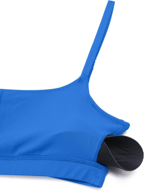 CRZ YOGA Sports Bra - Butterluxe Adjustable Spaghetti Strap, Wireless Padded Crop Top for Yoga | Women’s Scoop Neck