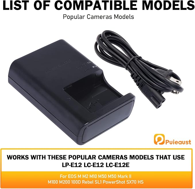 LC-E12 Cameras Charger for Canon LP-E12 LC-E12E Battery EOS M M2 M10 M50 M50