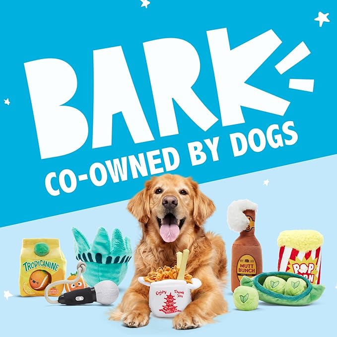 Barkbox Dog Toy 2 in 1 Interactive, Plush Exterior with Squeaker & Crinkle Material, Tearable Dog Toy with Squeaky Spikey Ball Inside, Ideal for Toy Destroyers - Woofles Chips, Small