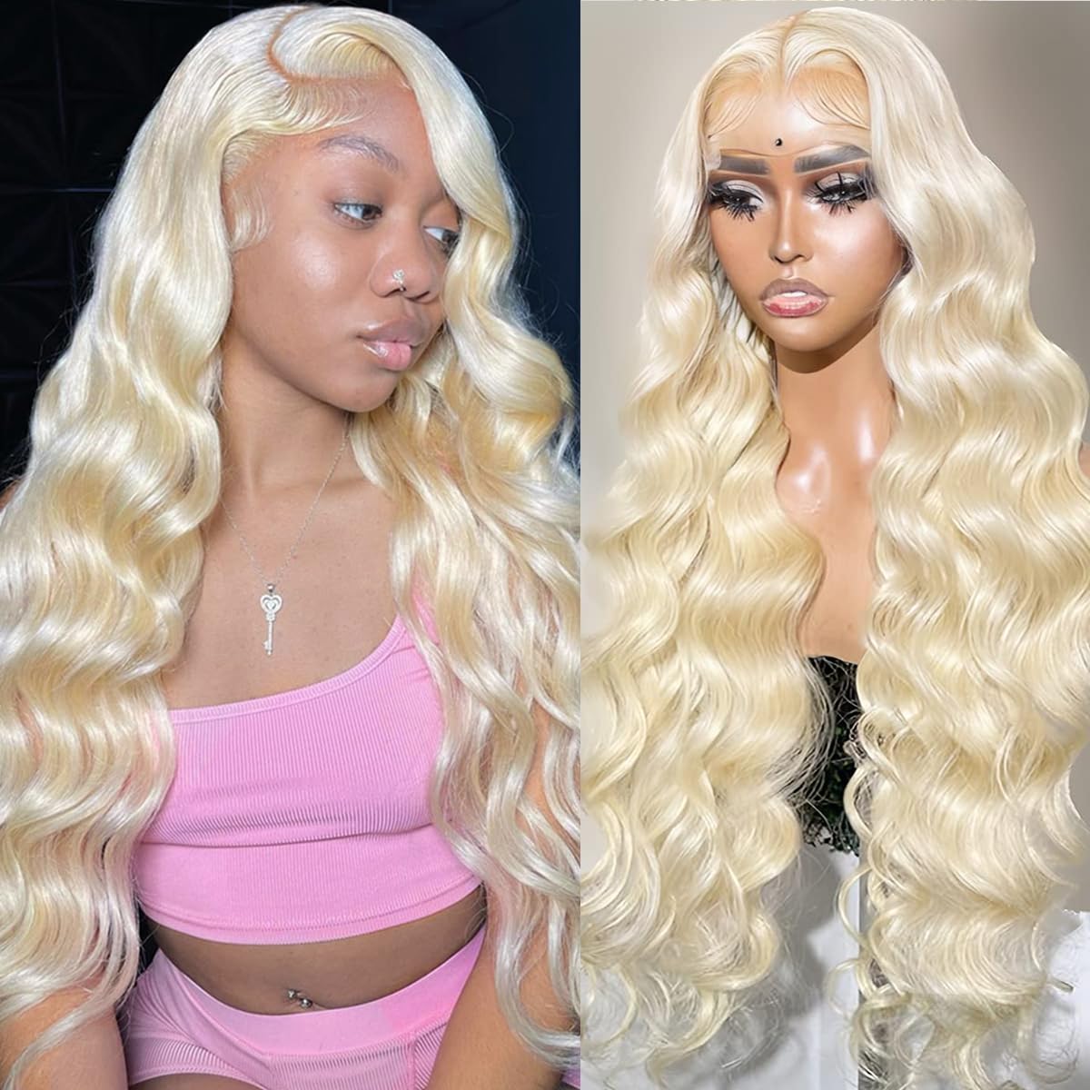 Alimubi 613 13X6 Lace Front Wig Human Hair 200 Density 613 Lace Front Wig Human Hair 30 Inch Body Wave Blonde Wig Human Hair(30