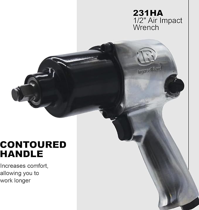 Ingersoll Rand 231HA 1/2" Air Impact Wrench, Super Duty, 600 ft-lb Torque, Friction Ring Retainer, Pistol