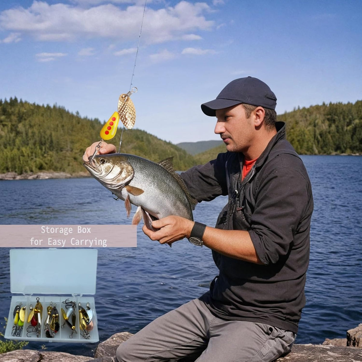 SHIAWASENA Fishing Spinners - 10pcs Trout Lures Kit with High-Reflective Flash Spoons | Inline & Treble Hooks