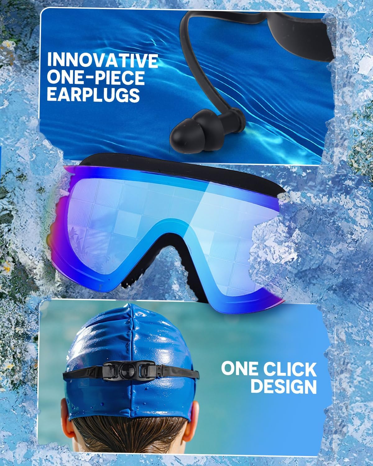 Zoomsnail Swim Goggles - Rimless Wide View Anti-Fog Pool Goggles for Adults | 2 Pack, UV Protection