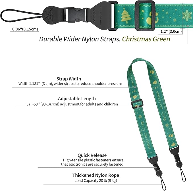 FIEIL 5Pcs Christmas iPad Strap, Adjustable Camera Neck Strap, Comfortable