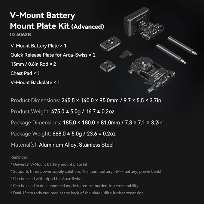 SMALLRIG Foldable V Mount Battery Plate