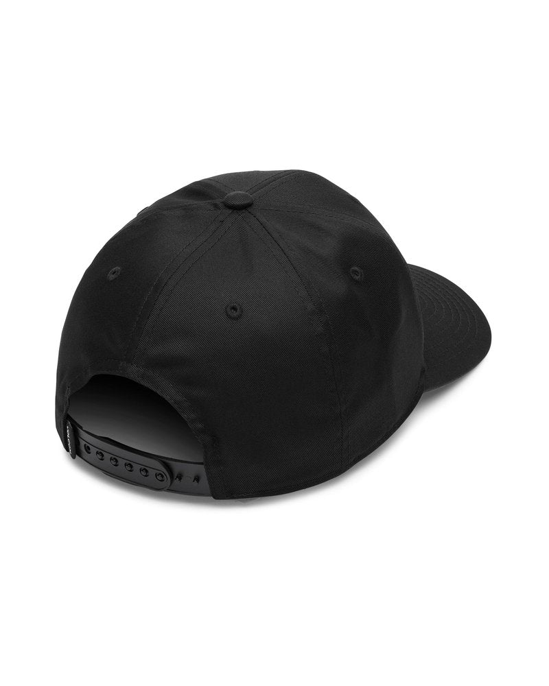 Volcom Adult Quarter Twill Hat – 6-Panel Adjustable Snapback Baseball Cap with Stone Logo, Square Black, One Size