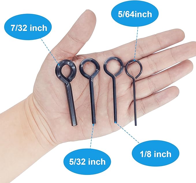 12 PCS Black Standard Hex Dogging Key with Full Loop(5/64in,1/8 inch, 5/32 inch, 7/32 inch), Metal Allen Wrench Set Door Key for Push Bar Panic Exit Device Panic Exit Equipment