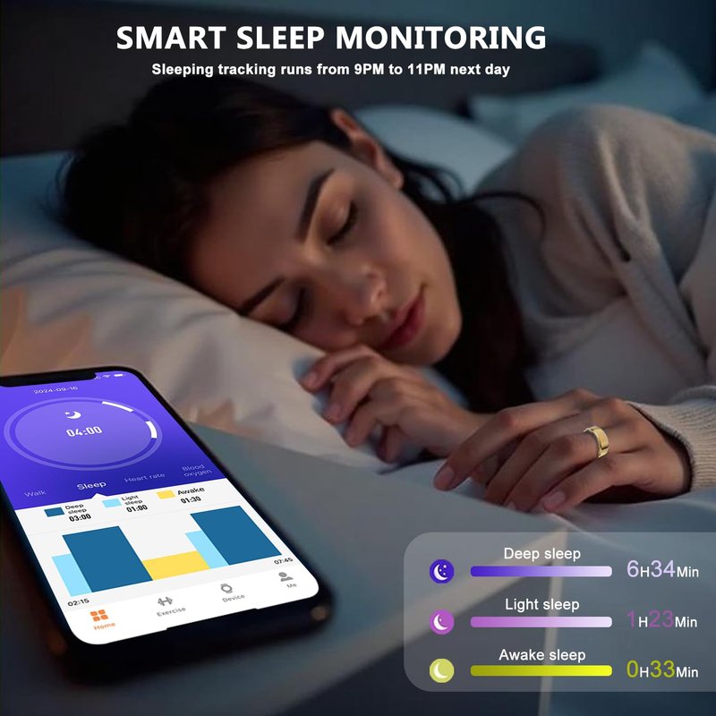Smart Ring for Women Men Health Tracker - IP68 Waterproof Fitness Ring with Sleep Tracker/Heart Rate/Blood Pressure/Blood Oxygen/Step Counting/Calories for iOS & Android,No Subscription Fee,Silver #9