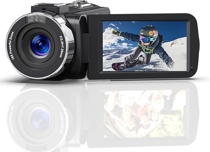 Camcorder Video Camera HD 4K 80MP 18X Digital Zoom Camcorder Recorder 3.0" IPS