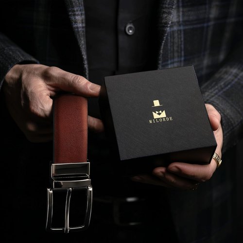 MilorDE Reversible Belt for Men - Adjustable Premium Leather - Double Style Versatility