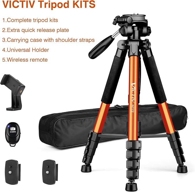 Tripod for Camera, Professional Heavy Duty Compact Camera Stand for Phone