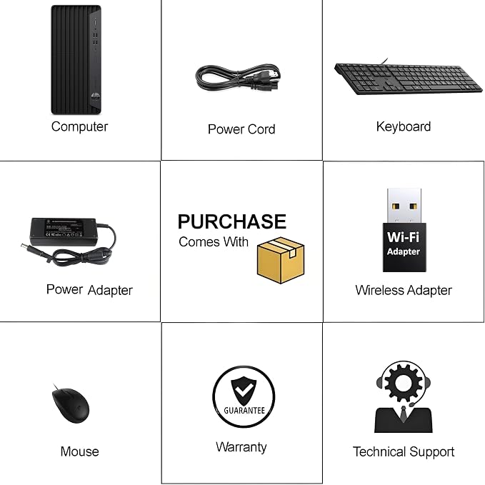 HP ProDesk 600 Desktop Computer, i5-10400F, 16GB RAM, 1TB SSD, GT 610 | Ideal for Office Work, Web Browsing, Remote work, and Everyday Multitasking; WiFi Adapter, Compact Design with Win 11 Pro