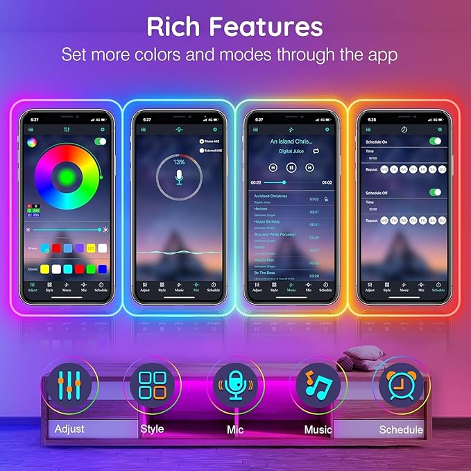 LETIANPAI 16.4FT Neon Rope Lights,Flexible Led Rope Lights Control with App/Remote,Multiple Modes Music Sync Gaming RGB Led Neon Lights for Bedroom Outdoor