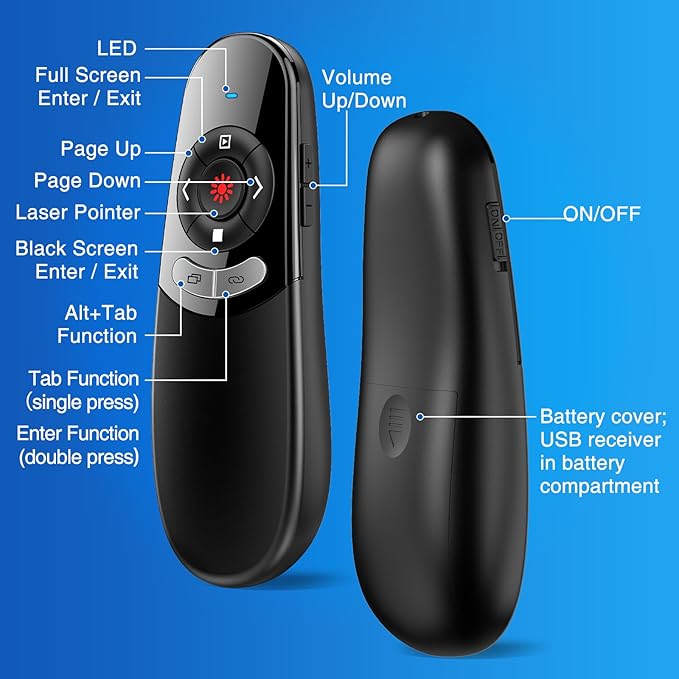 2 in 1 Type C USB Presentation Clicker,Wireless Presenter Remote PowerPoint