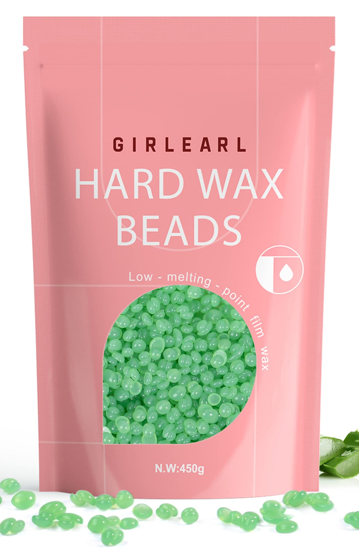 Girlearle Wax Beads (1Lb) For Hair Removal - Aloe Vera Formula, Perfect For Sensitive Skin, Eyebrow, Brazilian Bikini, Legs, Fac