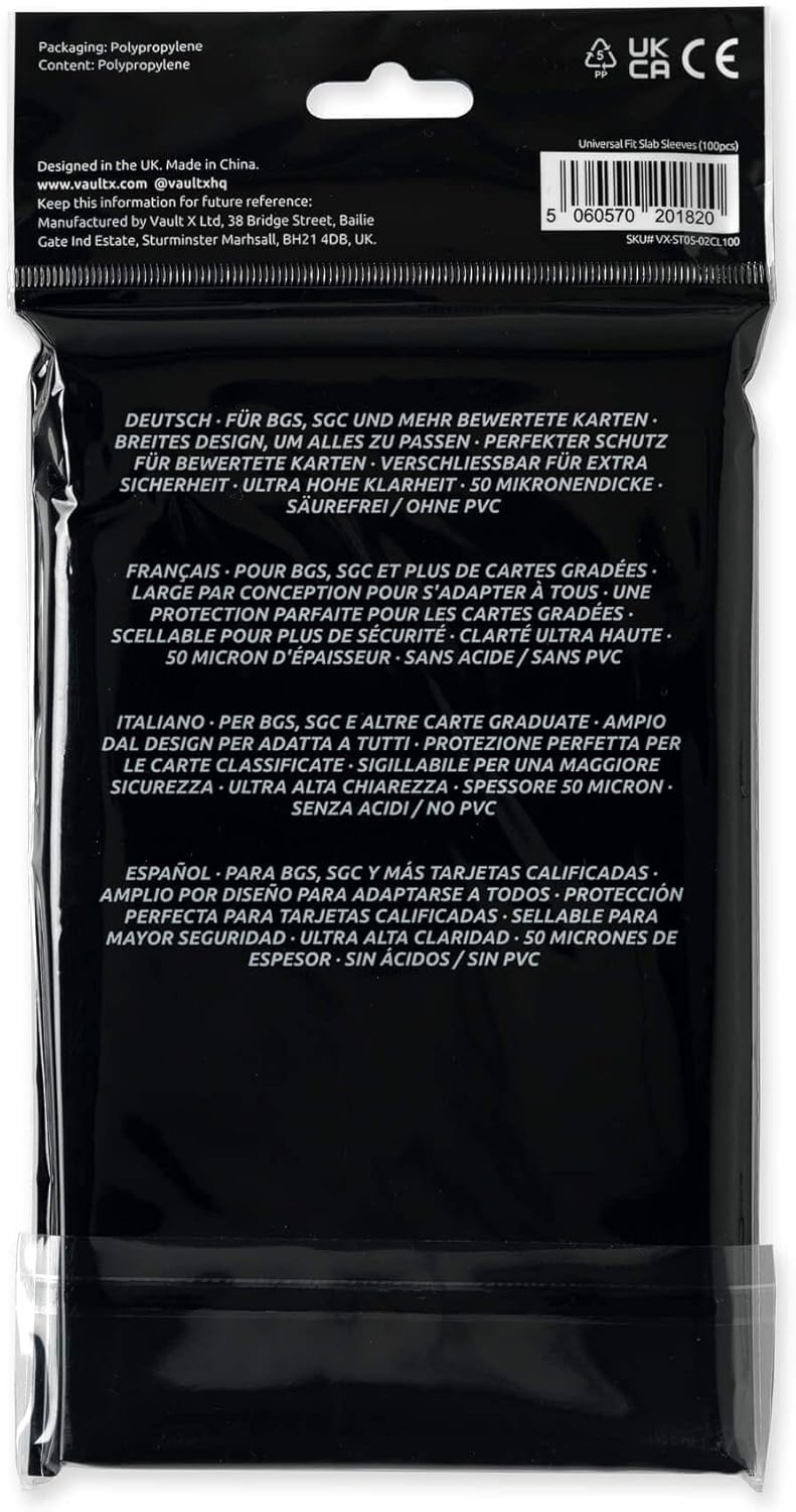 Vault X Graded Trading Card Sleeves - Universal Fit for BGS, SGC, ACE Cases | 100 Pack for Collectible TCG Games