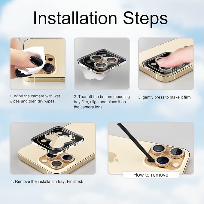 Misea for iPhone 14 Pro/iPhone 14 Pro Max Camera Lens Protector Bling, 9H