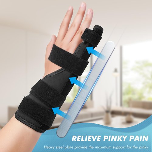 Luca Scored Pinky Finger Splint Support Brace, Metacarpal Hand Support for Little Finger, Trigger Finger, Tendonitis (Small)