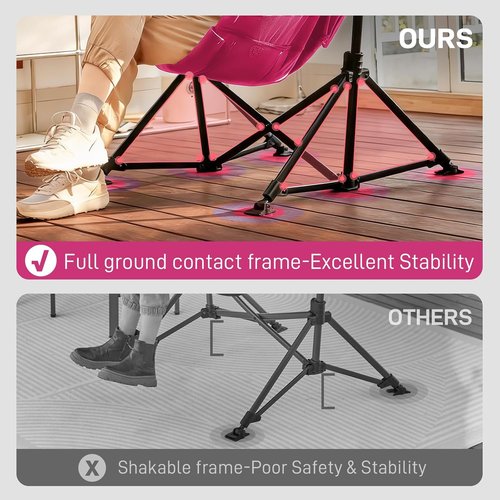 Ever Advanced Padded Oversized Hammock Chair - Compact Heavy-Duty Swing with Storage Pockets | Supports 400lbs, Pink