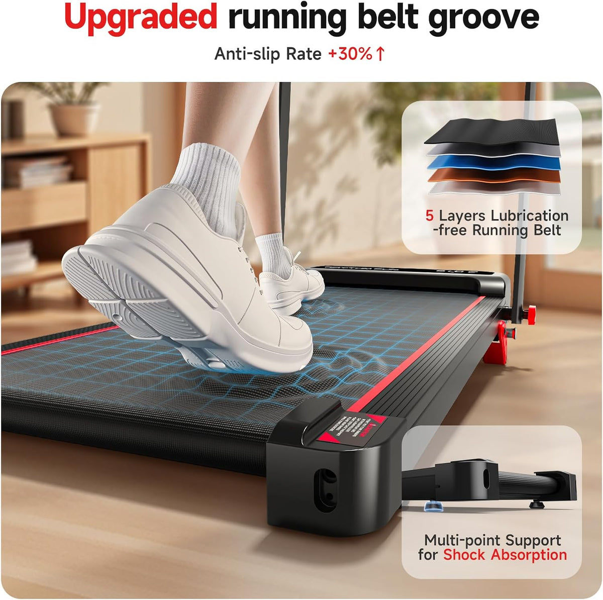 RHYTHM FUN Treadmill - Portable Folding Walking Pad with Incline & Handle Bar | 300lbs Capacity, Low Noise