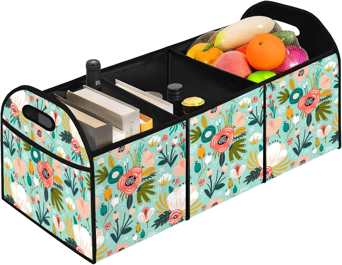 WildFlower 50L Waterproof Polyester Trunk Organizer Car Storage MultiCompartment Large Capacity Poket