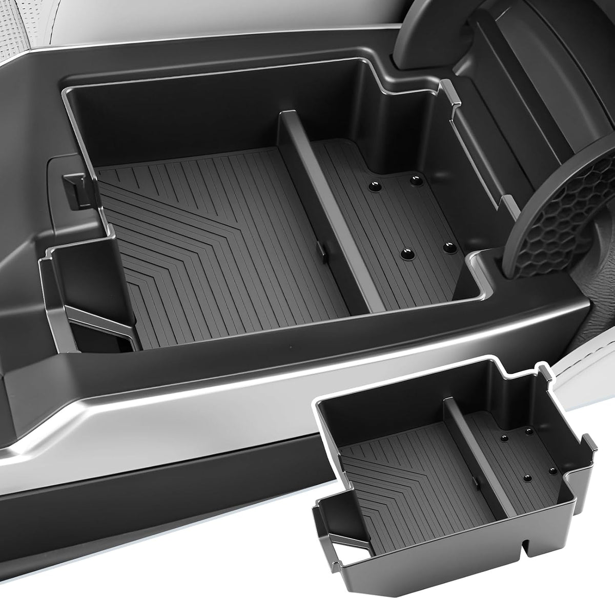 SKTU Compatible with 2020-2024 2025 Land Rover Defender Center Console Organizer 2023 2024 2025 Defender Accessories 2024 2025 Defender Console Tray Armrest Insert ABS Black Materials Storage Box