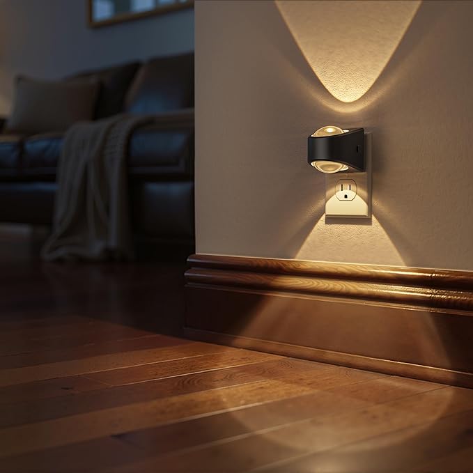 Briignite Projector Night Light, Night Lights Plug into Wall, Soft White for Bedroom, Dimmable Brightness Dusk to Dawn Nightlight for Kids, Nursery, Bathroom, Home Decor, Gaming Room