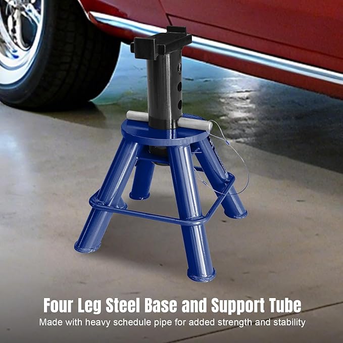 TCE 10 Ton (20,000 lb) Capacity Heavy Duty Steel Jack Stands, Low Profile, 2 Pack, T70070, Blue