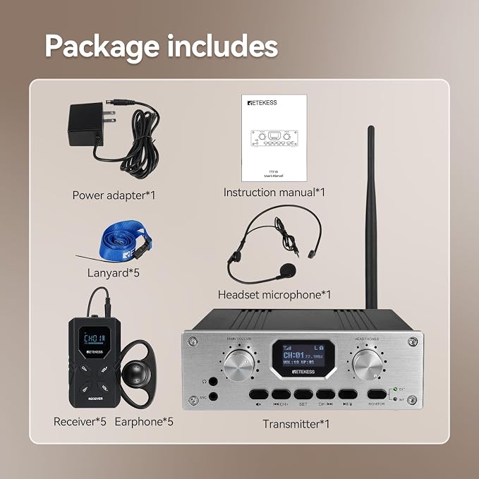 Retekess TT119 Assistive Listening System, Church Translation System, 300m/980ft