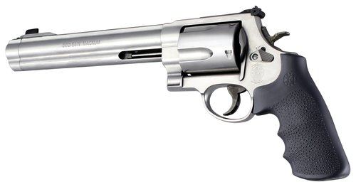 Hogue OverMolded Rubber Tamer Round Butt to Square Butt Revolver Grip for S&W K, L, N, X, & Z Frame Round Butt, Black - 19022