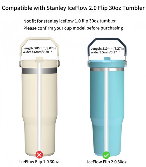 Joshey 8-Pack Replacement Straws for Stanley IceFlow 2.0 Flip Tumbler 30oz (Only) | Fit Stanley IceFlow Flip Straw Lid | BPA-Free Drink Straws with 2 Cleaning Brushes, IceFlow 2.0 Accessories Parts