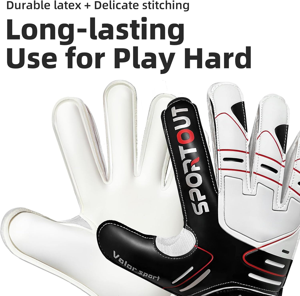 Sportout Goalie Gloves - Strong Grip & Finger Protection for Youth & Adults | 4 Colors Available