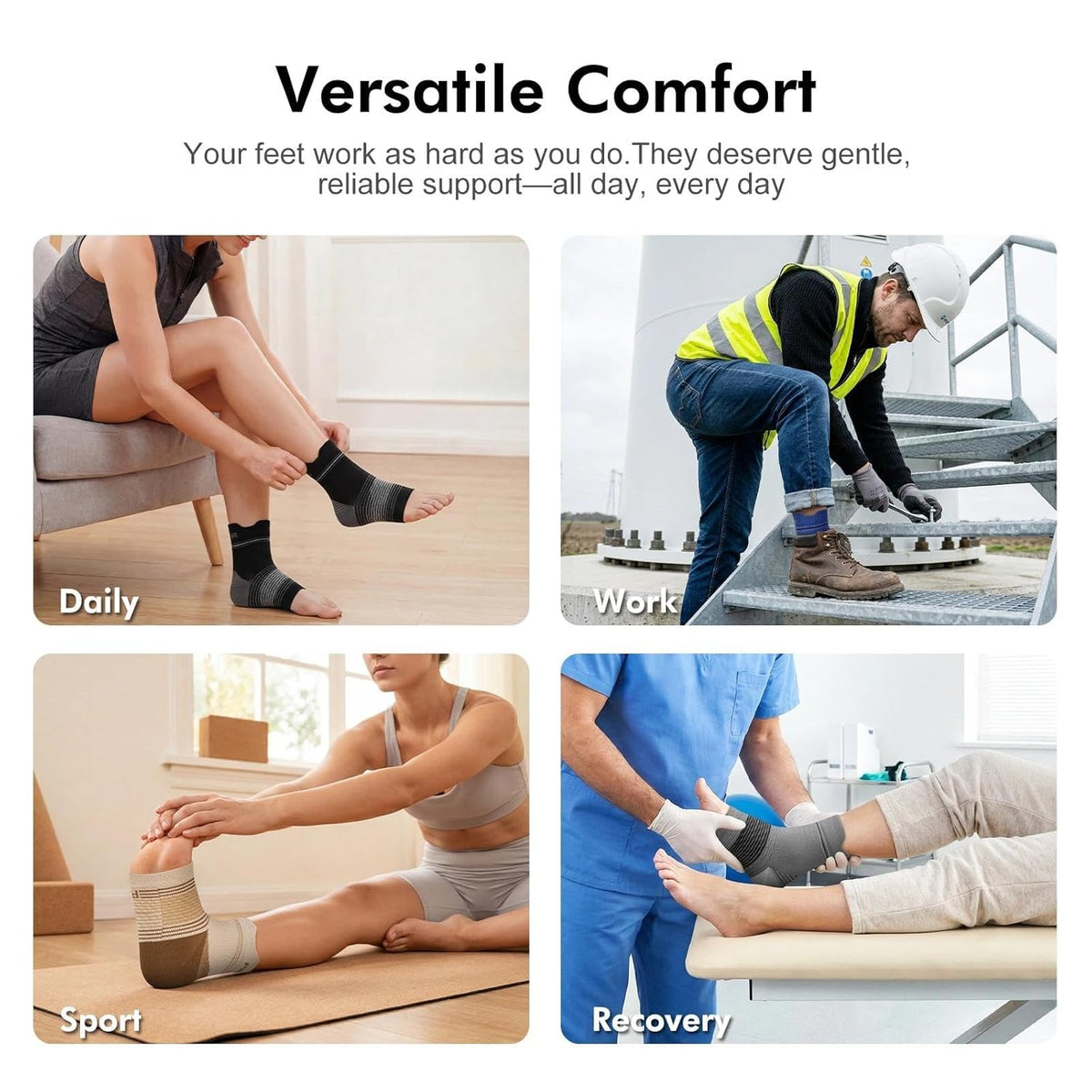 Skiennix Plantar Fasciitis Socks - Compression Ankle Brace with Arch Support for Pain Relief | Nude, XX-Large