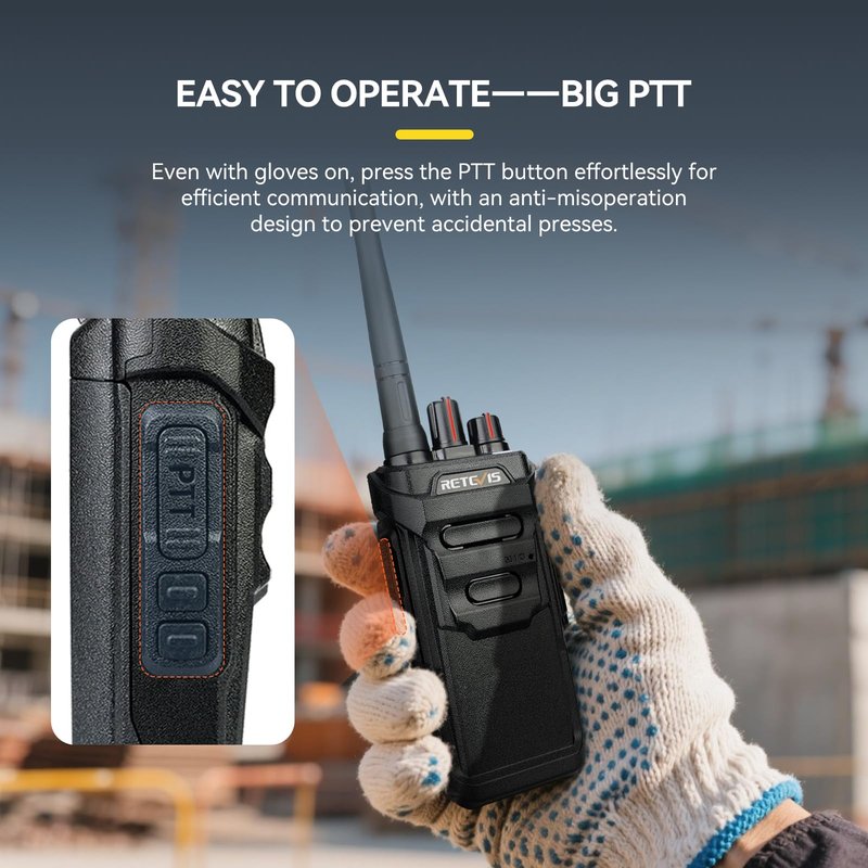 Retevis RT48 IP67 Waterproof Walkie Talkies,Heavy Duty 2 Way Radio,Rechargeable Professional/Business Two Way Radio,1200mAh Battery,VOX,SOS Alarm,for Hiking School Emergency Outdoor Logistics(1 Pack)
