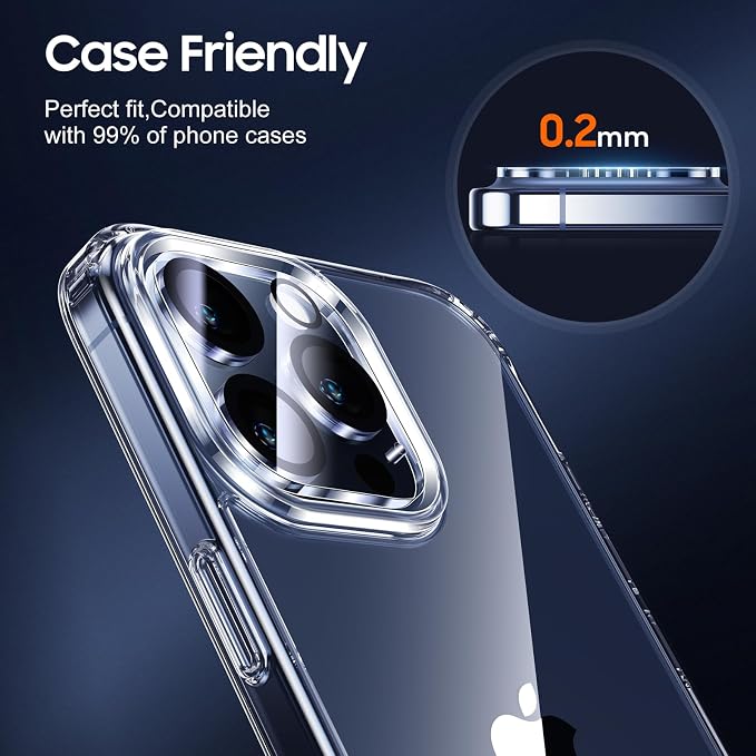 UniqueMe Compatible for 3 Pack iPhone 15 Pro/iPhone 15 Pro Max Camera Lens