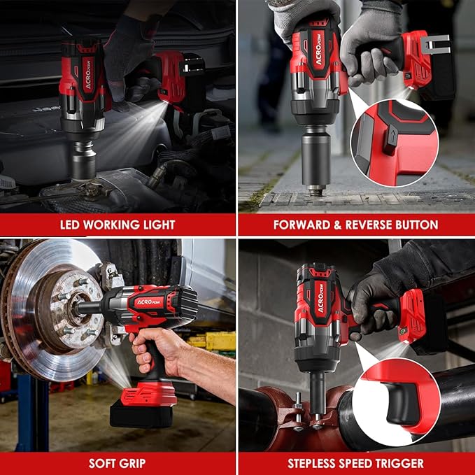 ACROPOW Cordless Impact Wrench Compatible with Milwaukee 18V Battery, 1/2” 1700FT-LBS Brushless High Torque Impact Driver, Auto-Stop Reverse, Variable Speed Heavy Duty Impact Gun(Bare Tool)