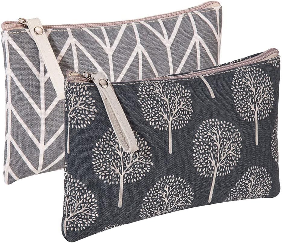 8 Pcs Canvas Cosmetic Bag, Multi-function Travel Makeup Bag Cosmetic Pouch with Zipper Travel Toiletry Bag Small Makeup Pouch Christmas Gifts Stocking Stuffers for Women