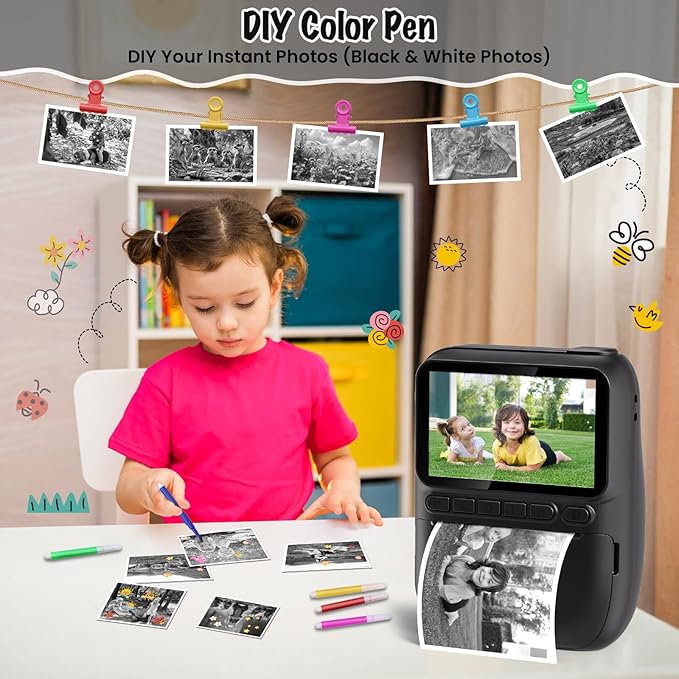Instant Print Camera for Kids, 3.0" HD 1080P Digital Video Cameras