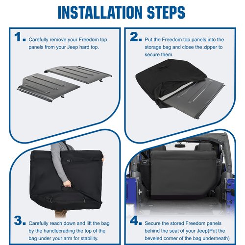 JONGCOVER Hard Top Freedom Panel Storage Bag Compatible with 2007-2022 Wrangler JK JKU JL JLU Sports Sahara Freedom Rubicon Unlimited Gladiator 2-Door & 4-Door & 2020-2022 Gladiator JT
