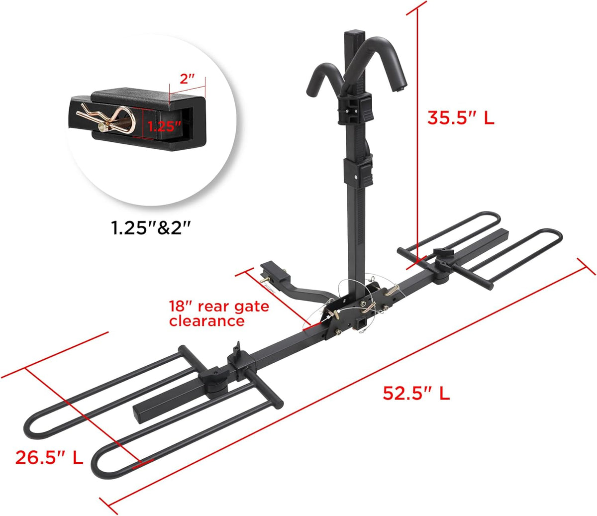 Young 2 Bike Rack - Foldable Hitch Mount Bicycle Carrier for Cars, SUVs & Trucks - 80 lbs Capacity
