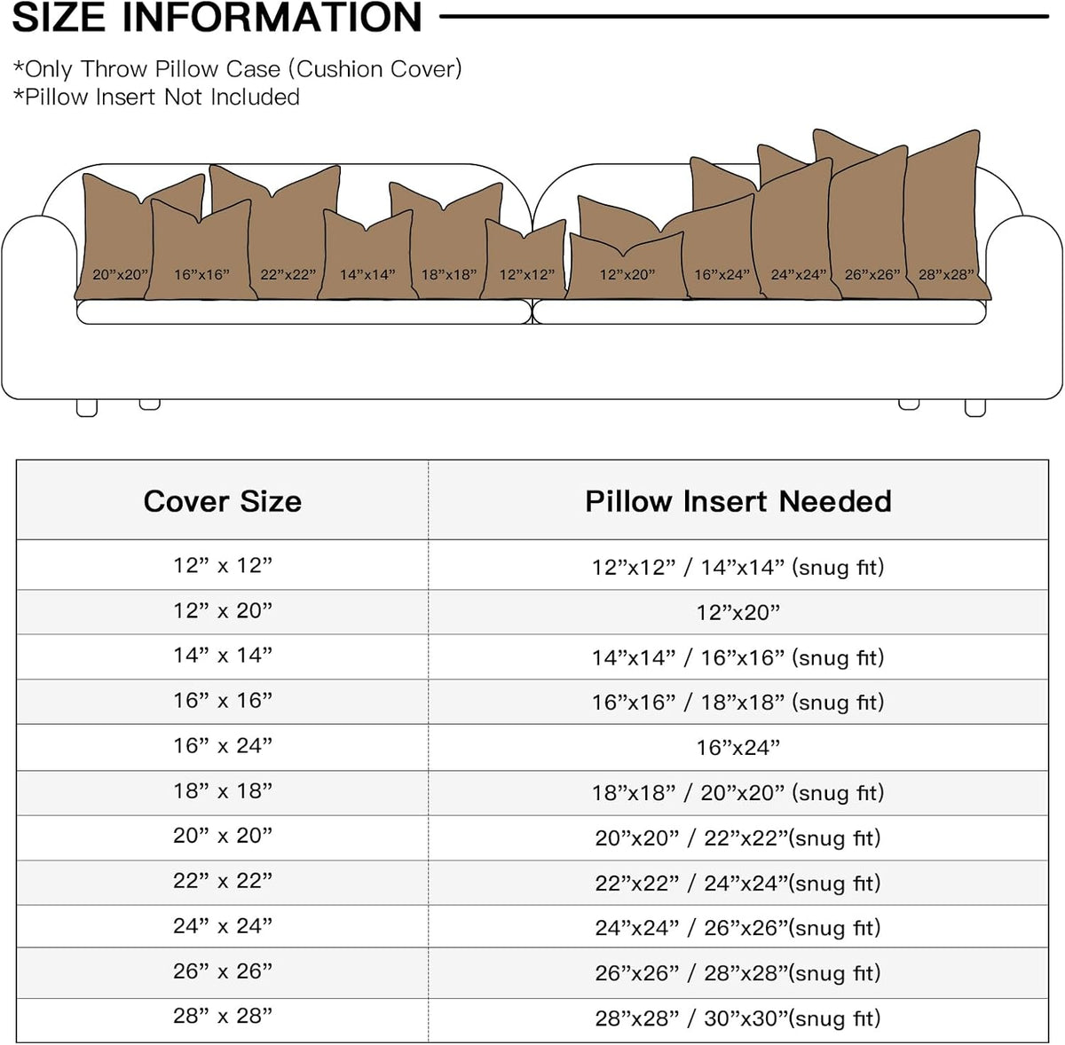 OTOSTAR Linen Throw Pillow Cover Set of 1 Decorative Square Pillowcases Cushion Covers 24x24 Inch for Home Decor Sofa Bedroom Car 60 x 60CM Brown