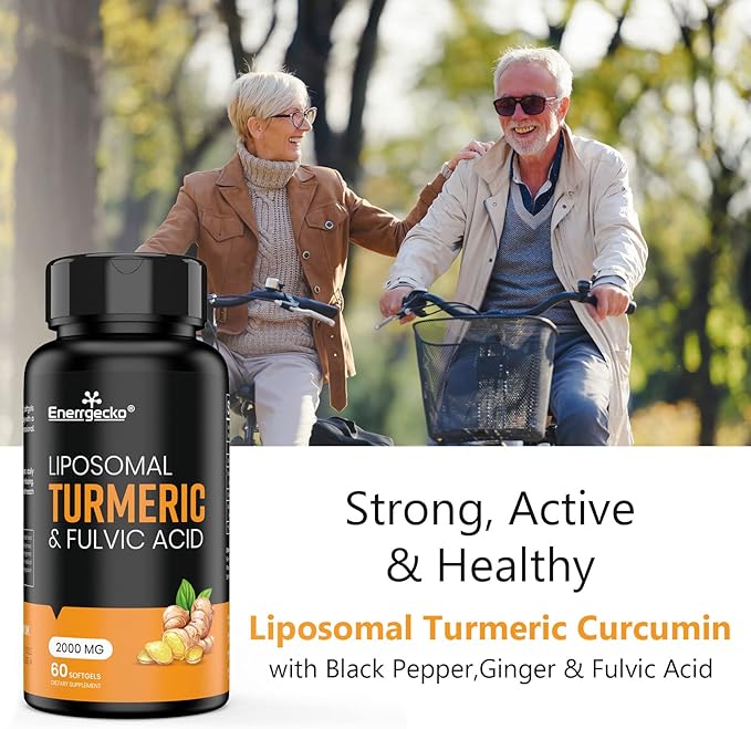 2000 mg Liposomal Turmeric Curcumin with Black Pepper & Ginger for Superior Absorption with Fulvic Acid and Humic Acid (60 Count (Pack of 2))