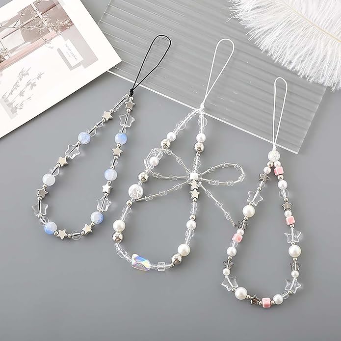 Beaded Phone Charm Lanyard Strap Girly Style Fixed Beads Pearl Lanyards