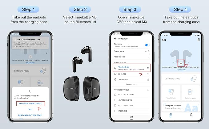 Timekettle M3 Language Translator Earbuds, Two-Way Translator Device