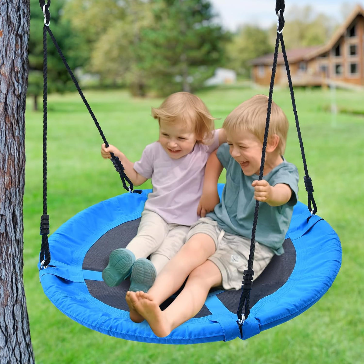 Trekassy 40-Inch Saucer Tree Swing - 700lb Capacity, Waterproof 900D Oxford, Steel Frame, Blue