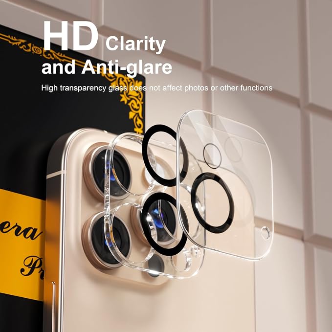 for 6 Pack iPhone 16 Pro/iPhone 16 Pro Max Camera Lens Protector 9H Tempered