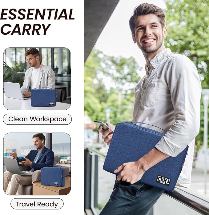 Large Electronic Organizer Travel Case, Double Layer Tech Accessories Bag